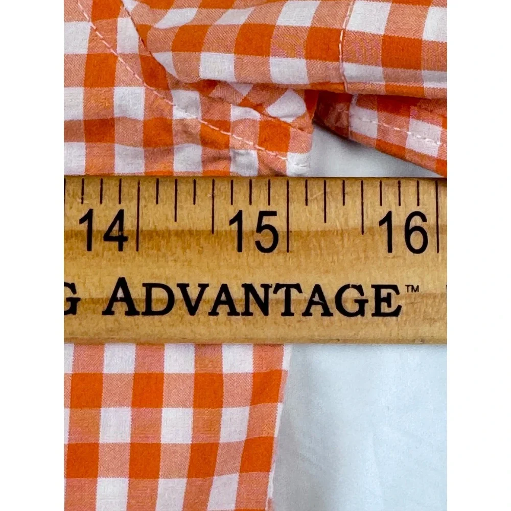 Ralph Lauren Boys Orange White Gingham Short Sleeve Button Down Shirt Size 6